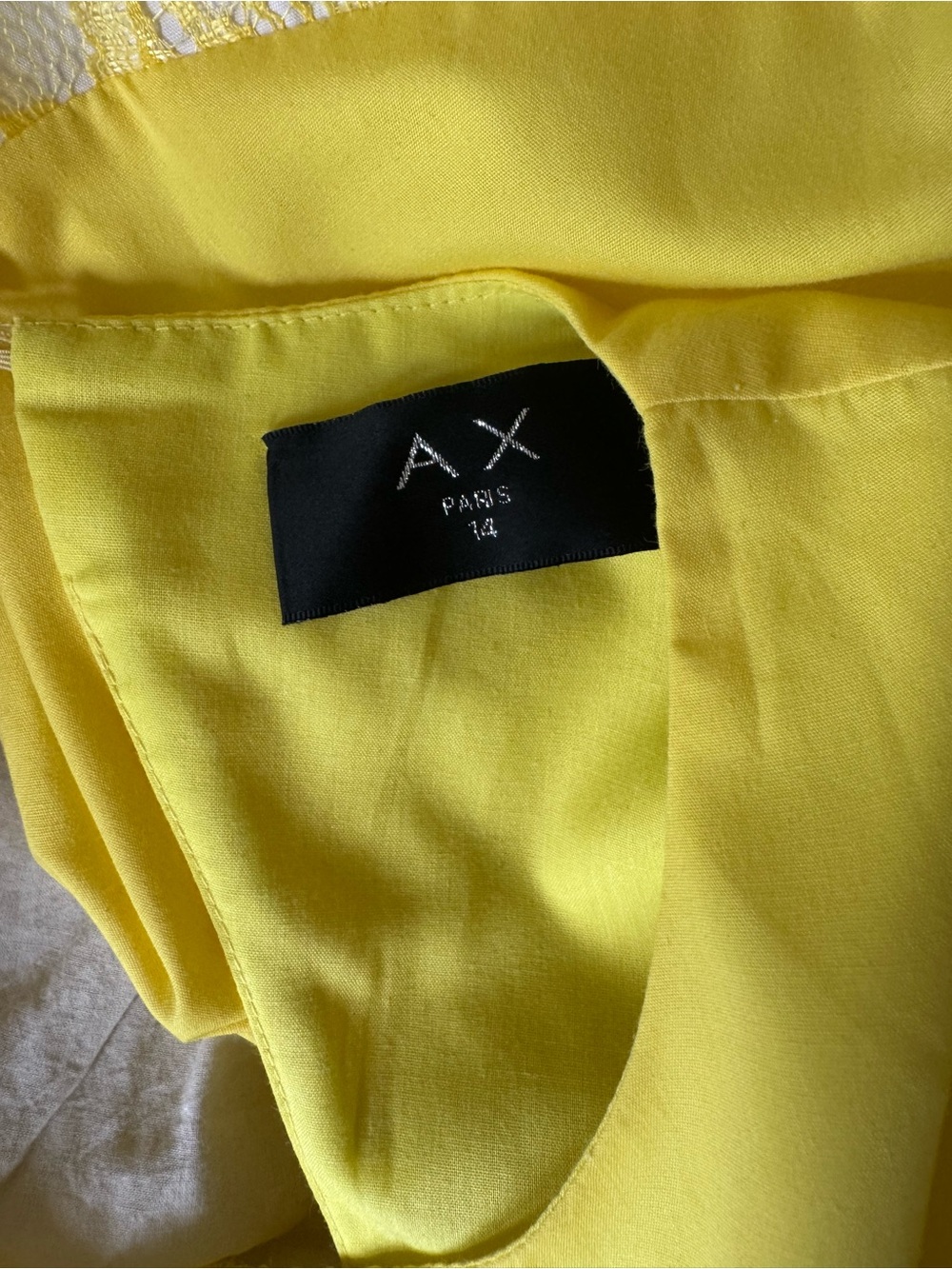 AX Paris Vintage Yellow Sleeveless Fit & Flare Dress with White Lace Hem - size - Picture 7 of 7